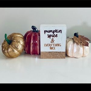 Fall glam farmhouse decor pumpkins & sign bundle